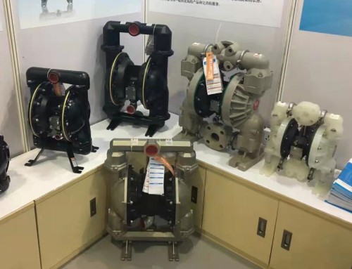 Industrial air operated double diaphragm pumps on display