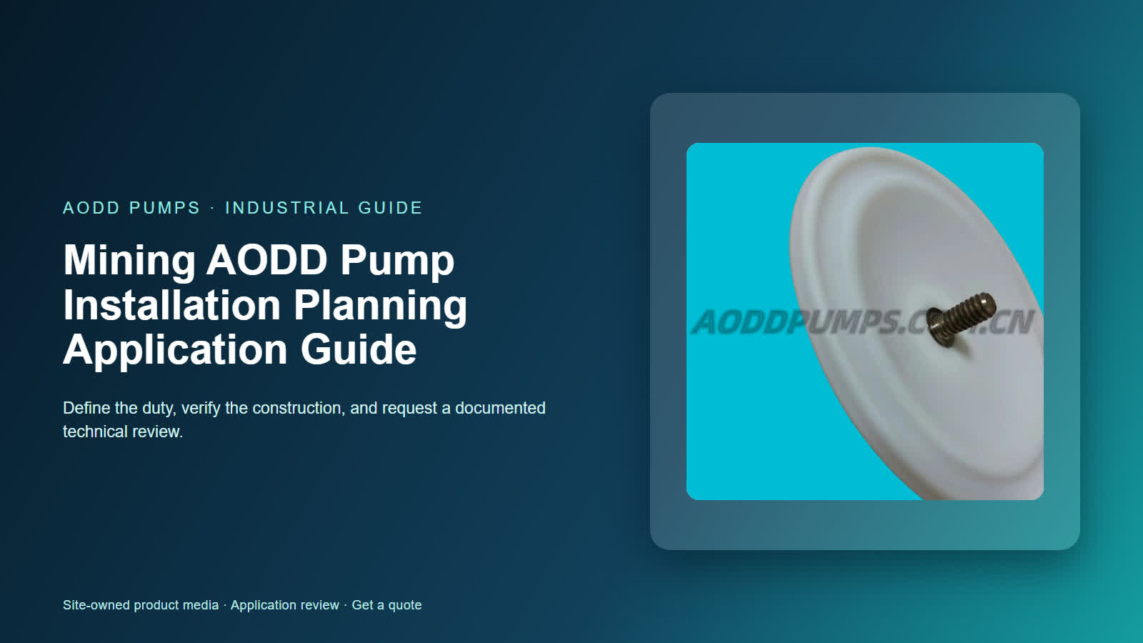 Mining AODD Pump Installation Planning Application Guide