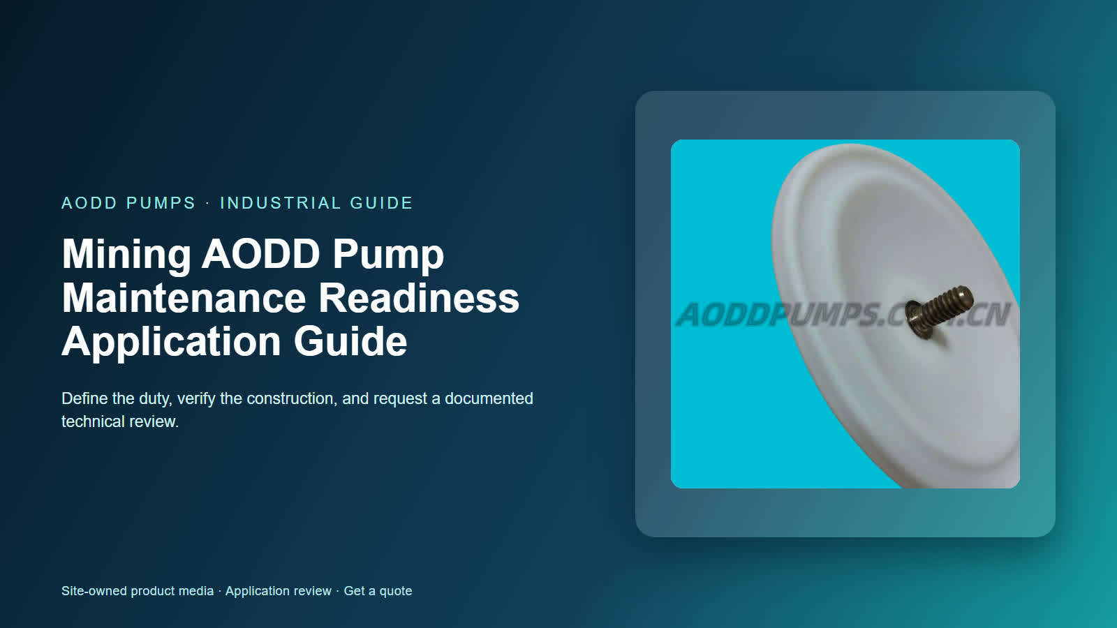 Mining AODD Pump Maintenance Readiness Application Guide